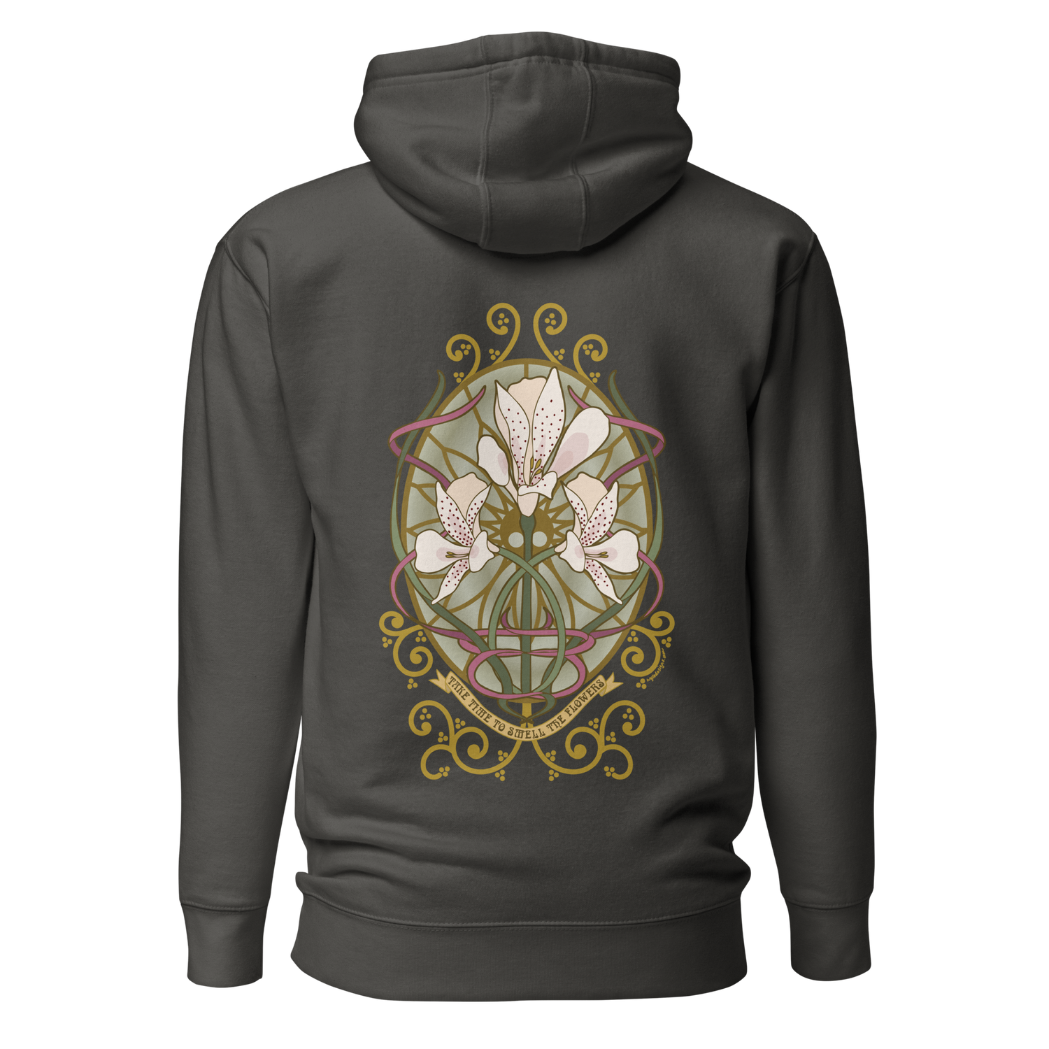 Alstroemeria Hoodie - Art Nouveau Vibe for Every Occasion vintage black