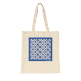 Azulejo 3D Blue Dia Organic Tote Bag in natural color