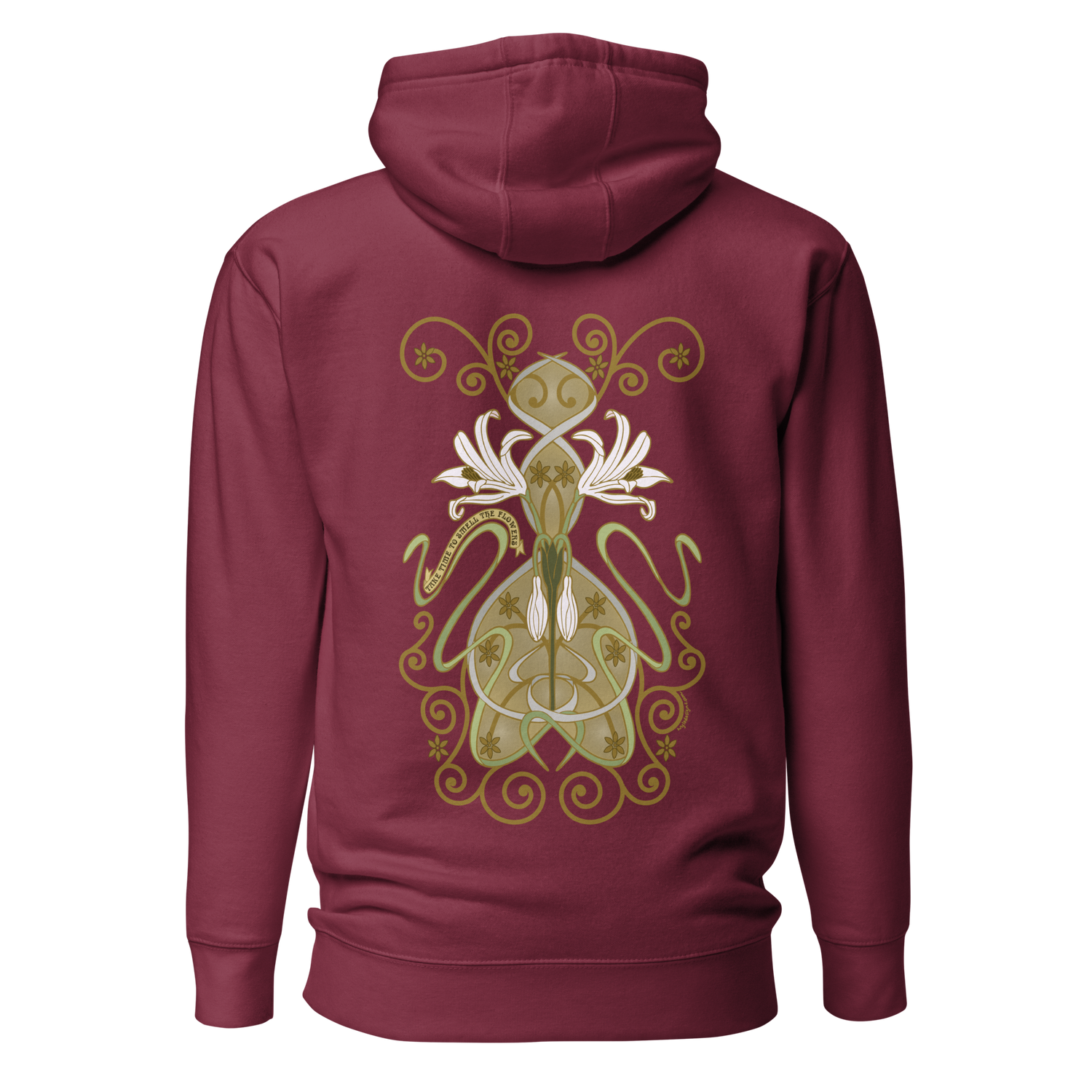 Crinum Art Hoodie maroon
