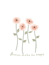 Illustration of pink flowers with green stems on a white background, accompanied by the text &