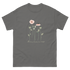 Gray t-shirt featuring a floral design with pink poppies and the text flowers make me happy. Flowers make me happy Poppy Buds tee