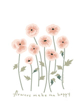 Illustration of pink flowers with green stems on a white background, accompanied by the text &