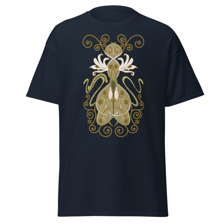 Nouveau Crinum Classic Tee Perfect for Art Nouveau Enthusiasts navy