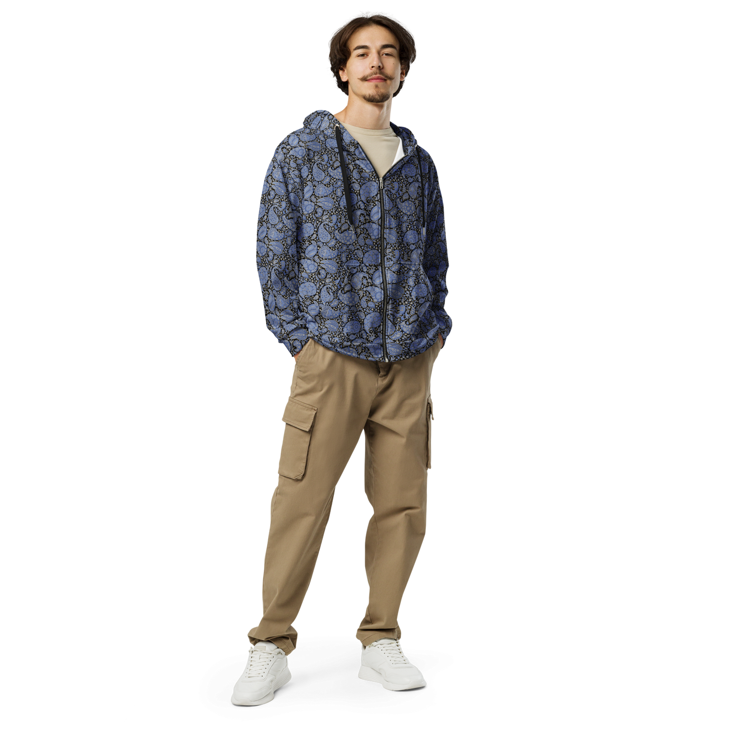 Paisley Pattern Hoodie – Luxe Unisex Zip Design for Comfort & Style