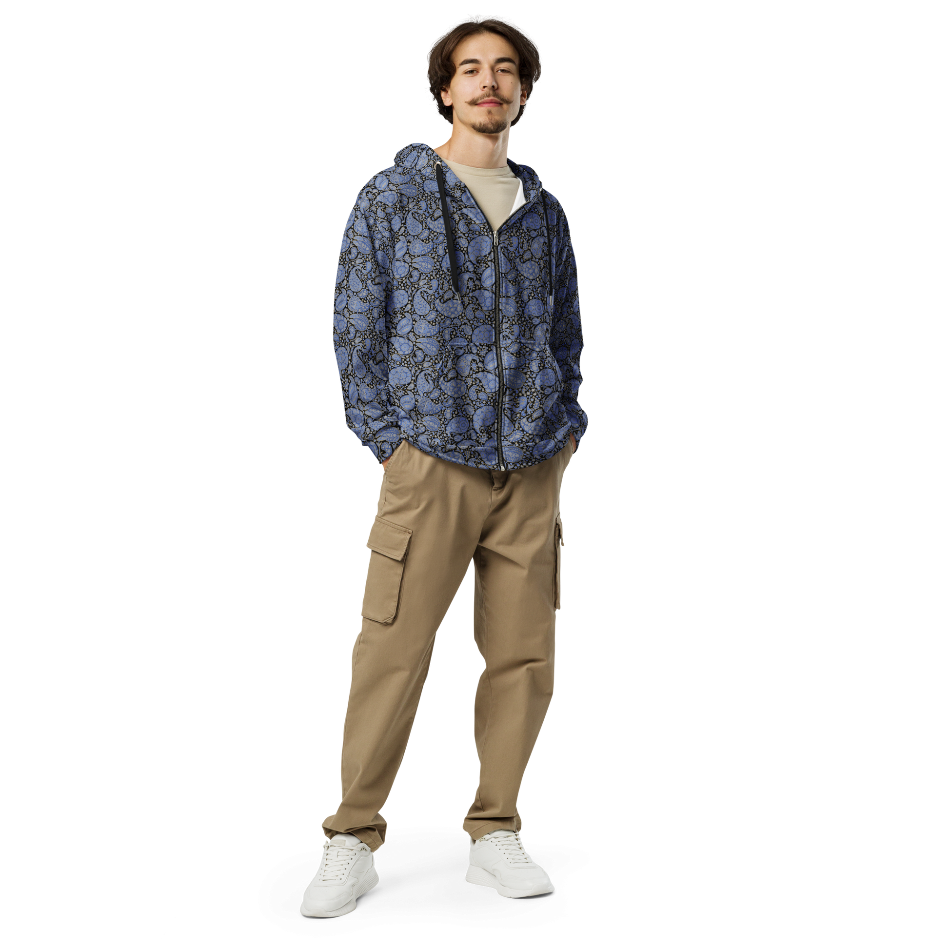 Paisley Pattern Hoodie – Luxe Unisex Zip Design for Comfort & Style