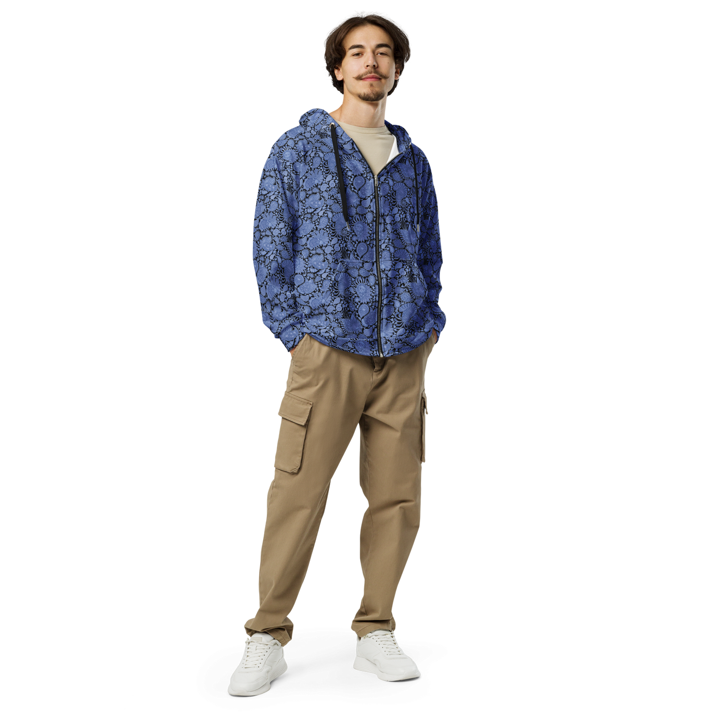 Probably Paisley Midnight Zip Hoodie - Stylish Unisex Comfort in Paisley Zip Hoodie Design - Wylodesigns