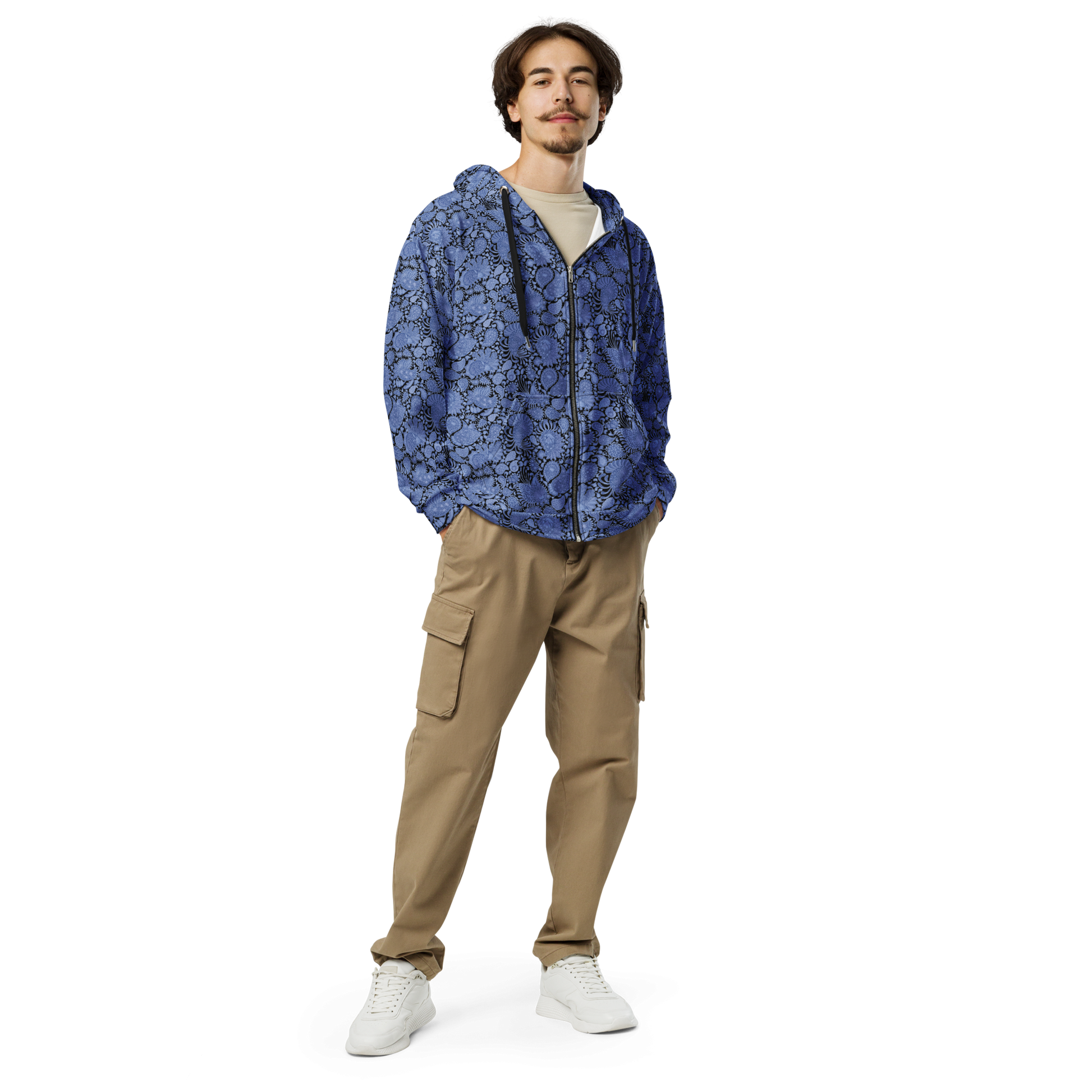 Probably Paisley Midnight Zip Hoodie - Stylish Unisex Comfort in Paisley Zip Hoodie Design - Wylodesigns