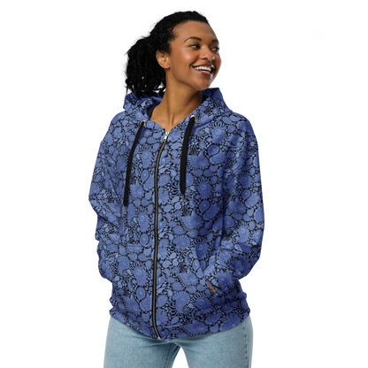 Probably Paisley Midnight Zip Hoodie - Stylish Unisex Comfort in Paisley Zip Hoodie Design - Wylodesigns