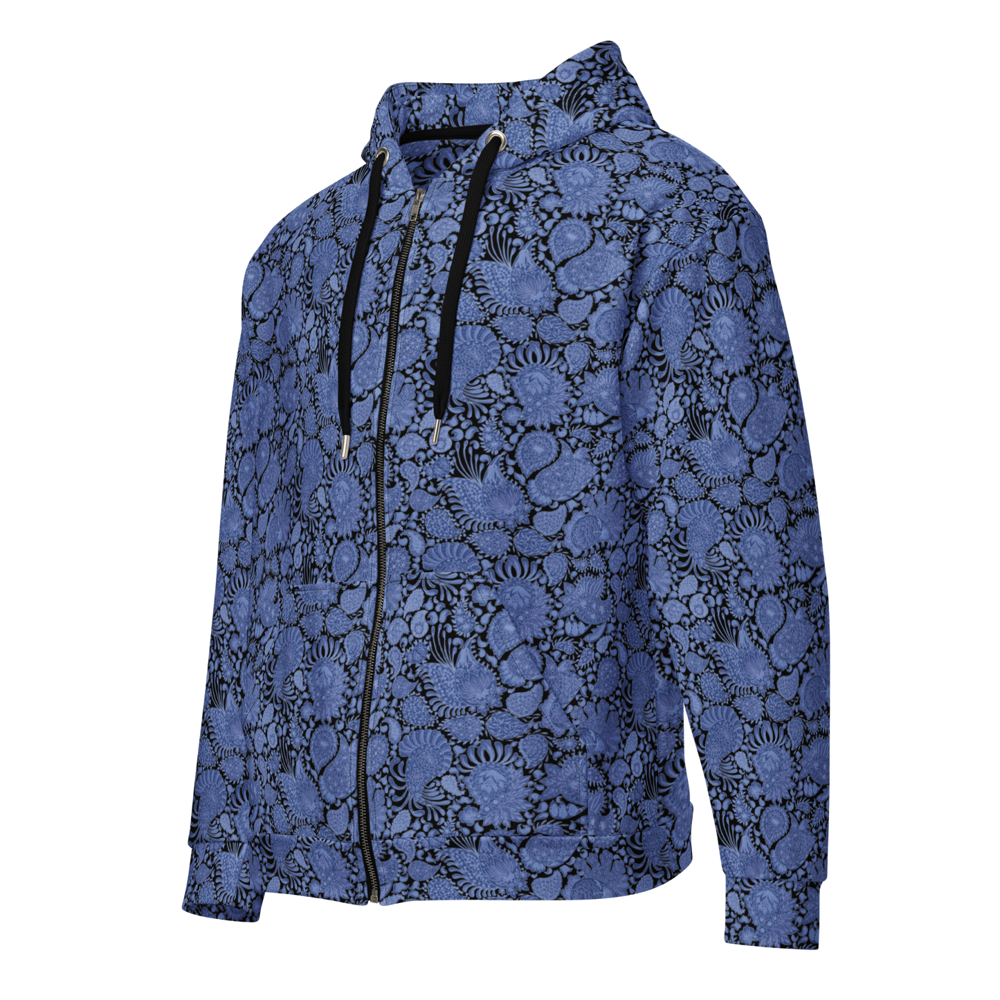 Probably Paisley Midnight Zip Hoodie - Stylish Unisex Comfort in Paisley Zip Hoodie Design - Wylodesigns