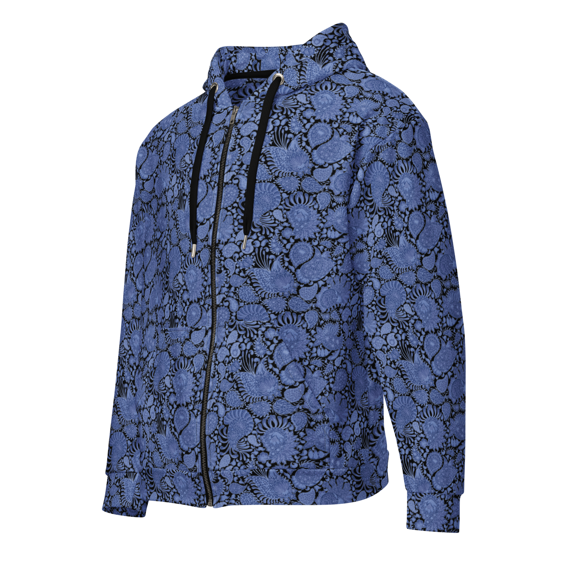Probably Paisley Midnight Zip Hoodie - Stylish Unisex Comfort in Paisley Zip Hoodie Design - Wylodesigns