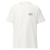 White t-shirt with small fish graphic and SARDINHAS PORTUGAL text on the chest. Sardines (Red Can) tee