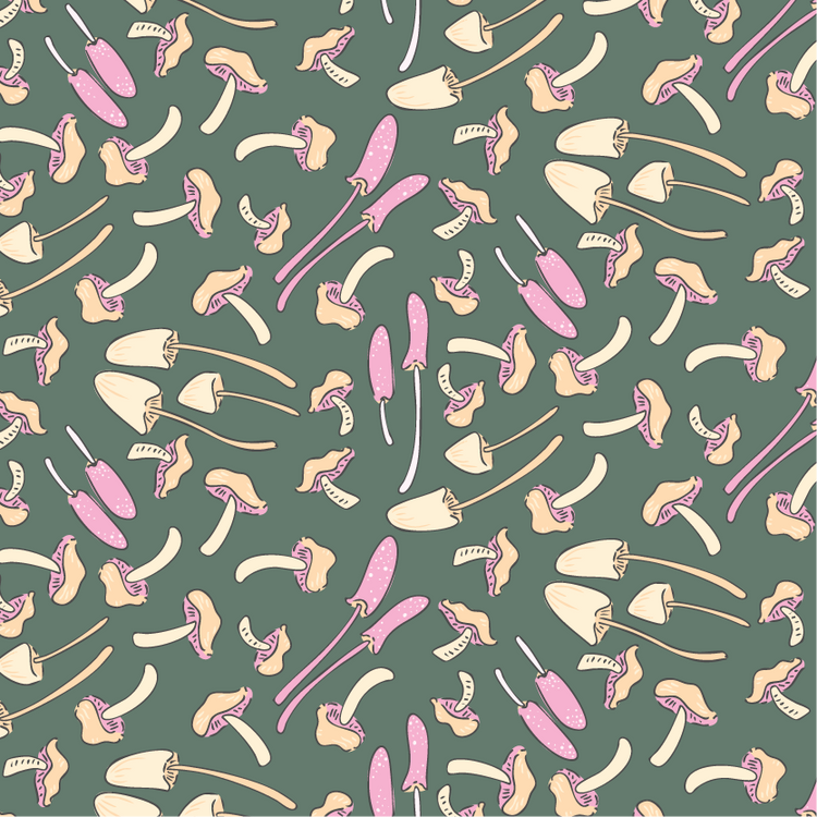 Tossed Fungi Floral Pattern Hoodie