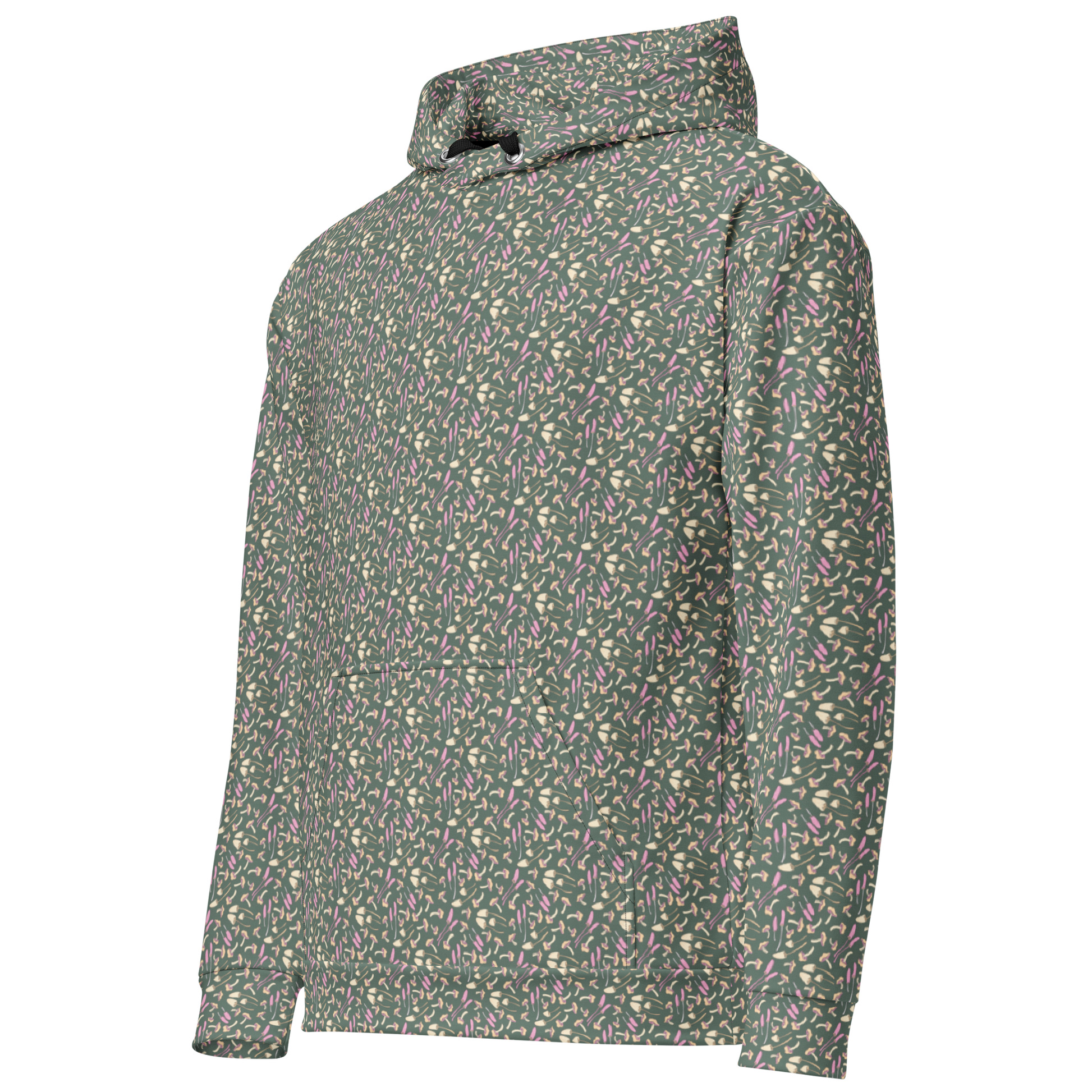 Tossed Fungi Floral Pattern Hoodie