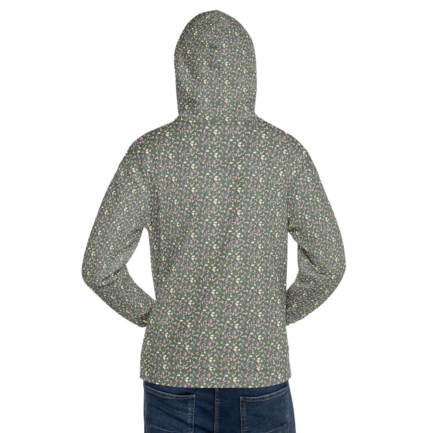 Tossed Fungi Floral Pattern Hoodie