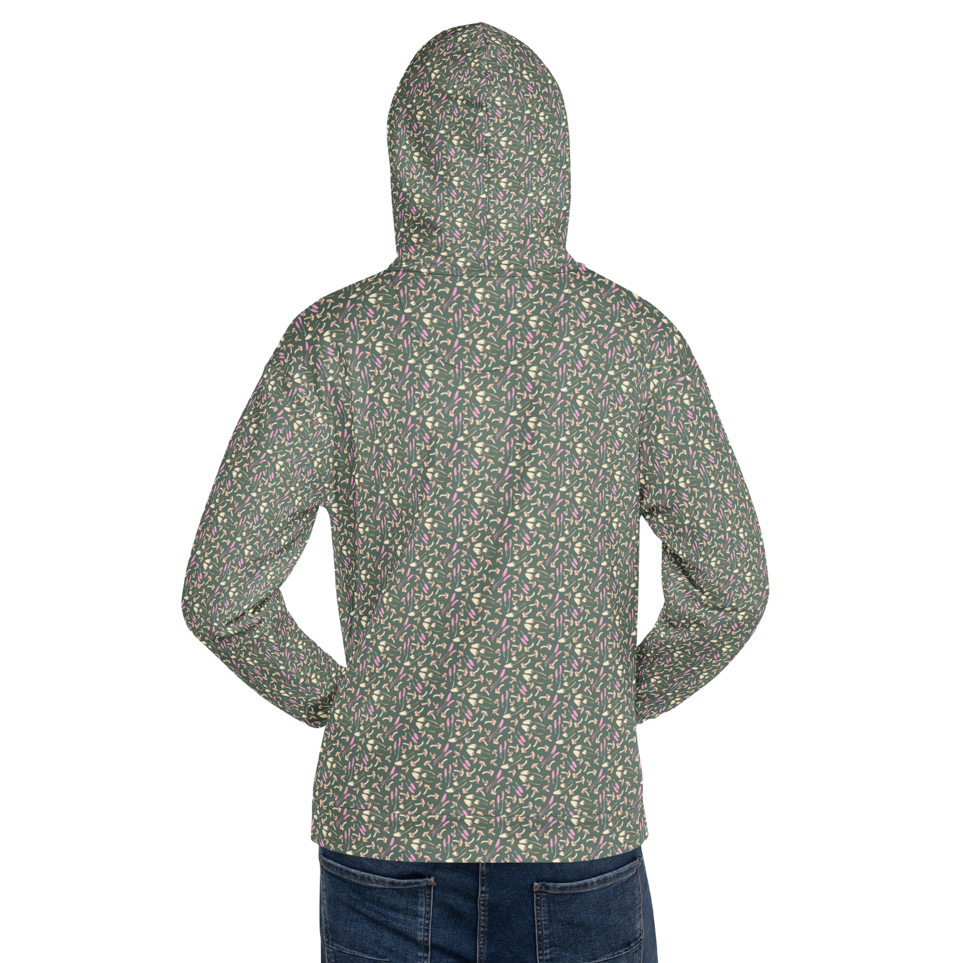 Tossed Fungi Floral Pattern Hoodie