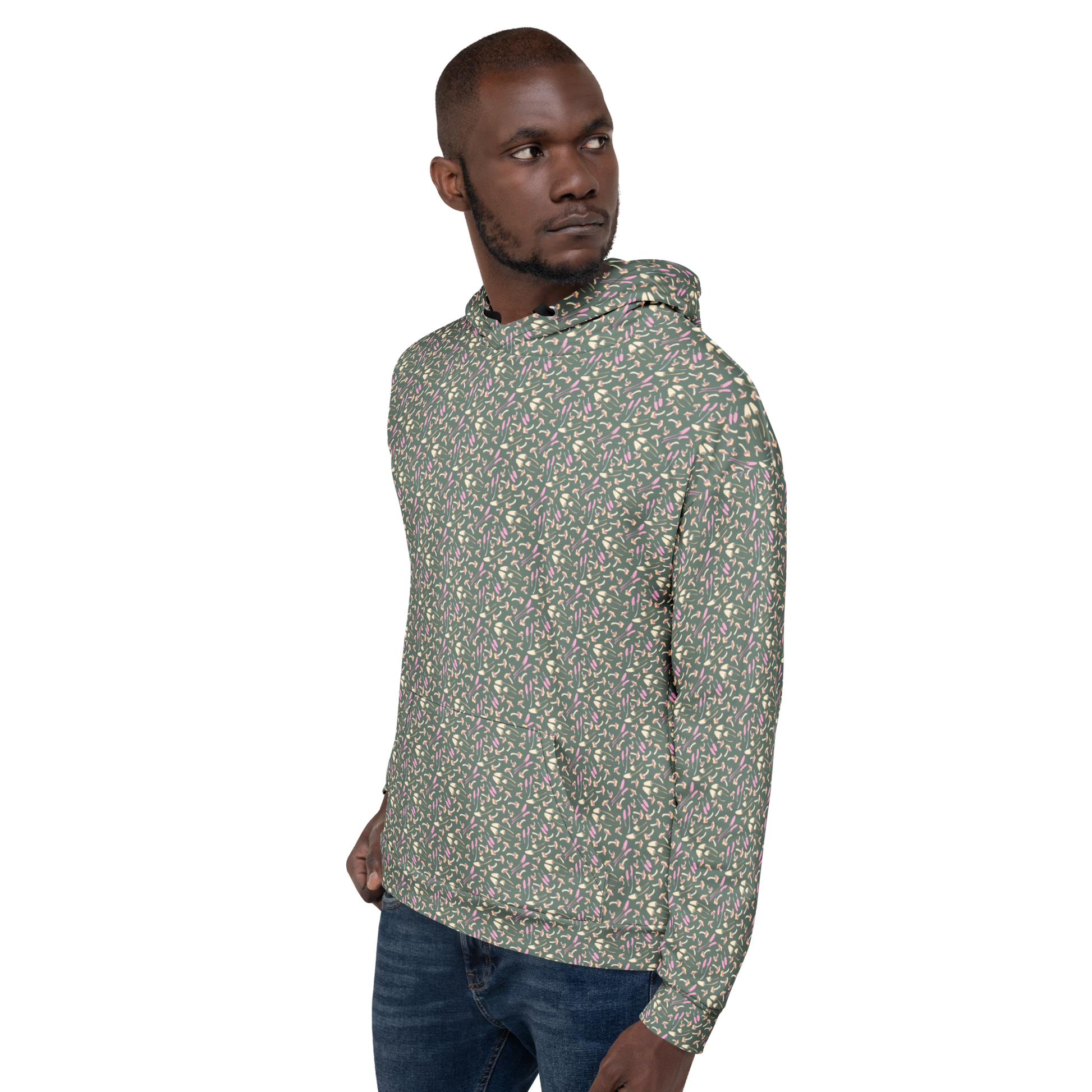 Tossed Fungi Floral Pattern Hoodie