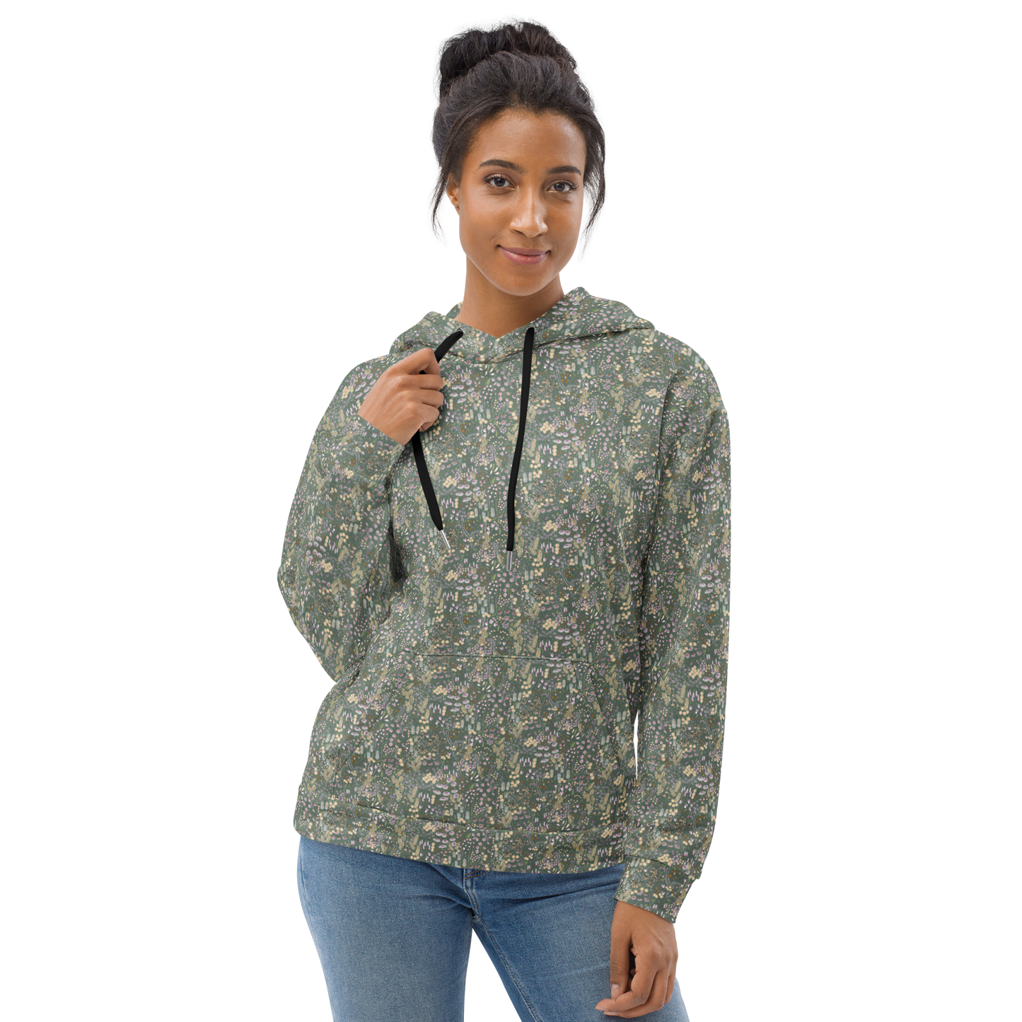 wildflower meadow floral pattern hoodie