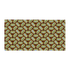 Patterned fabric featuring repeated oval designs with birds and greenery on a brown background. Sardines (Yellow Can) Beach Towel
