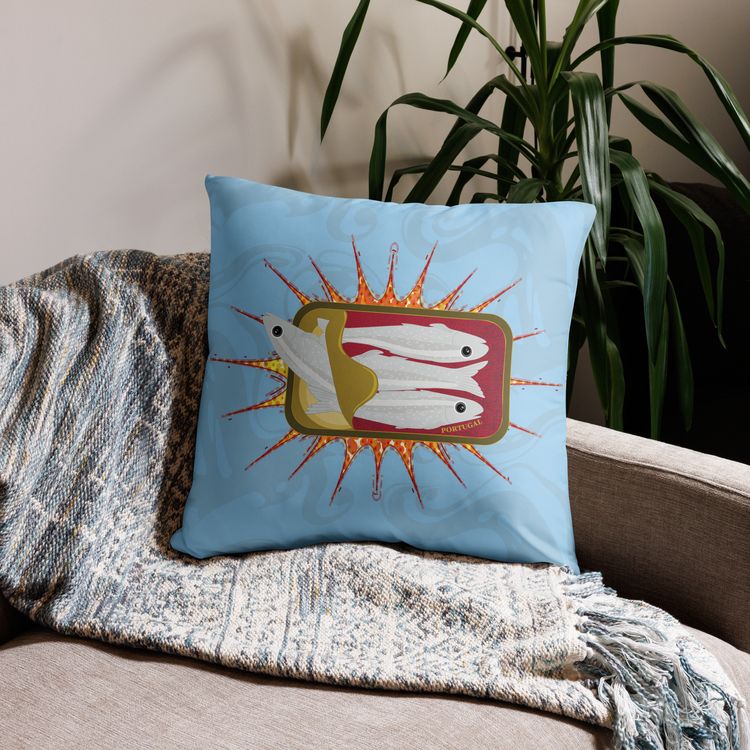 canned sardines (blue) pillow